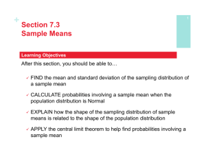 AP Stats 7.3 Sampling Means