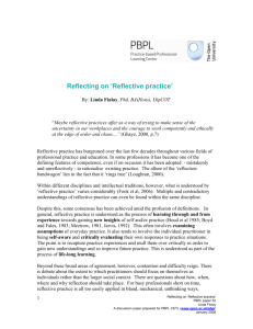 Finlay, L., (2008) Reflecting on reflective practice. PBPL paper 52