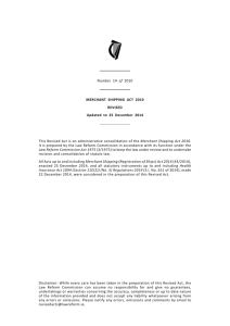 Number 14 of 2010 MERCHANT SHIPPING ACT 2010 REVISED