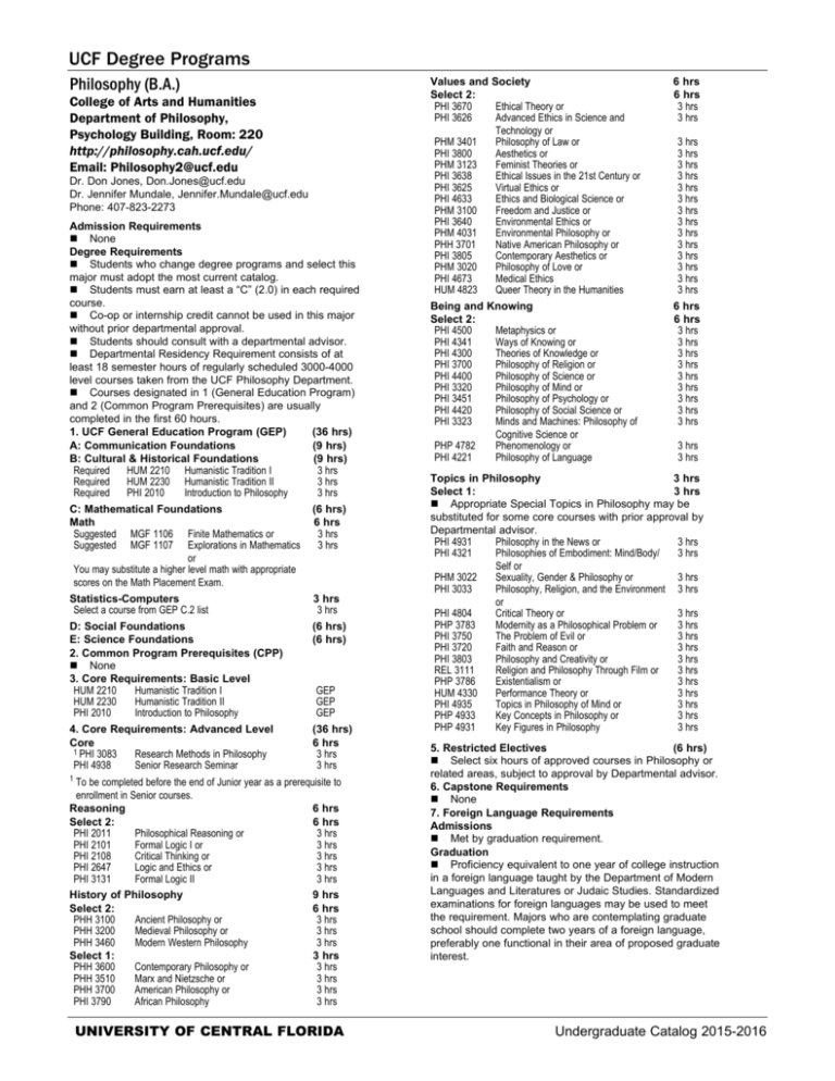UCF Degree Programs Undergraduate Catalog