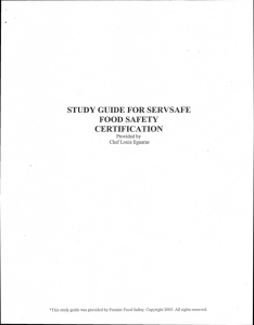 STUDY GUIDE FOR SERVSAFE FOOD SAFETY CERTIFICATION