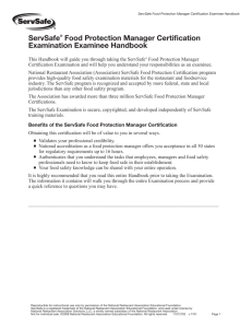 ServSafe® Food Protection Manager Certification Examination