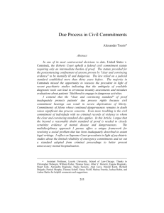 Due Process in Civil Commitments - Washington and Lee University