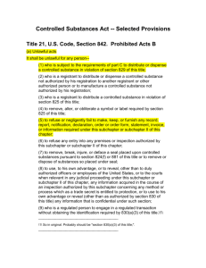 Handout 4 - Controlled Substances Act: Selected Provisions