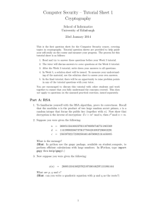 Tutorial Sheet 1 Cryptography