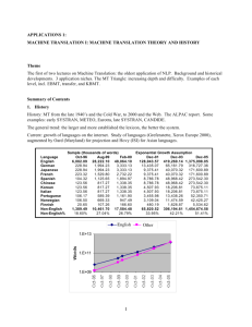 MACHINE TRANSLATION I - Information Sciences Institute
