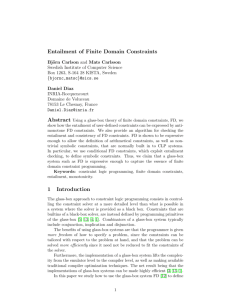 Entailment of Finite Domain Constraints 1 Introduction