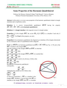 Some Properties of the Harmonic Quadrilateral