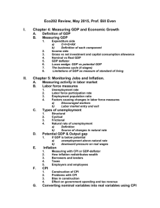 Eco202 Review, May 2015, Prof. Bill Even I. Chapter 4: Measuring