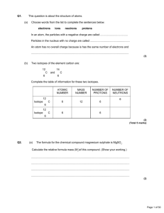 Atomic structure and isotopes revision questions