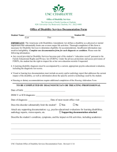 Documentation Form - Office of Disability Services