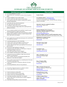 UNC Charlotte: Summary of Academic Support Services