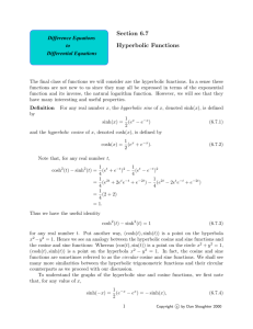 Section 6.7 Hyperbolic Functions