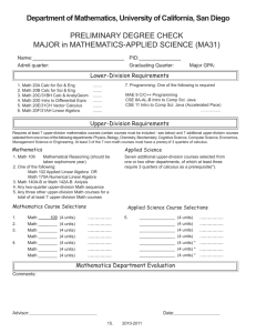 Mathematics-Applied Science, B.A. - UCSD Mathematics