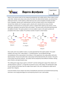 Experiment 5 - Synthesis of Aspirin