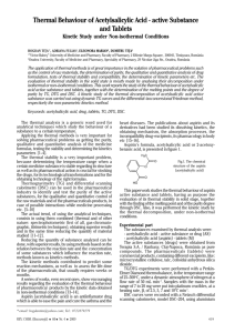 Thermal Behaviour of Acetylsalicylic Acid