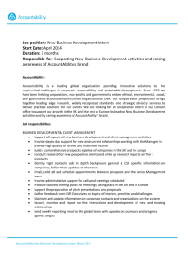 Job position: New Business Development Intern Start Date: April