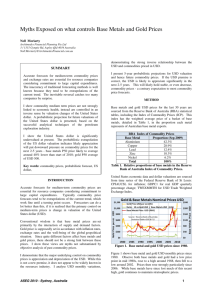 'Myths Exposed on what controls base metals and gold prices.' (pdf