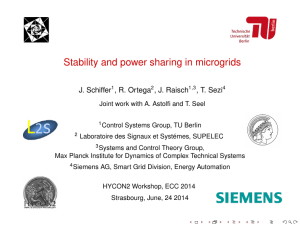 Stability and power sharing in microgrids