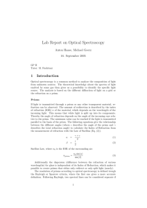 Lab Report on Optical Spectroscopy