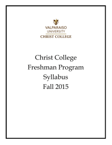 Christ College Freshman Program Syllabus Fall 2015