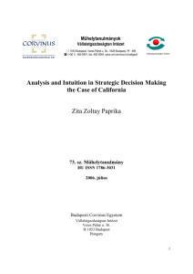 Analysis and Intuition in Strategic Decision Making