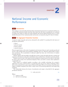 National Income and Economic Performance