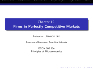 Chapter 12. Firms in Perfectly Competitive Markets