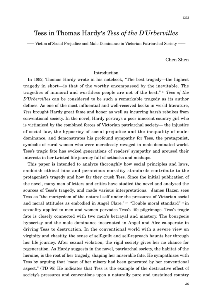 PDF) An Analysis of Tragedy of Tess of the D' Urbervilles