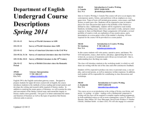 Undergrad Course Descriptions Spring 2014