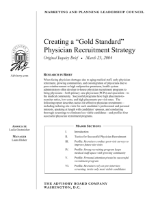 Creating a “Gold Standard” Physician Recruitment Strategy