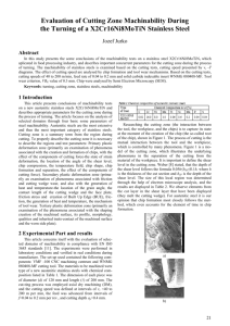 Jozef Jurko Evaluation of Cutting Zone Machinability During the