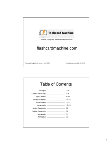 flashcardmachine.com Table of Contents