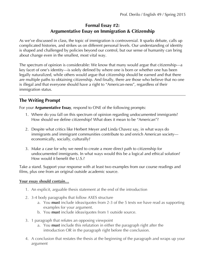 examples of thesis statements about immigration