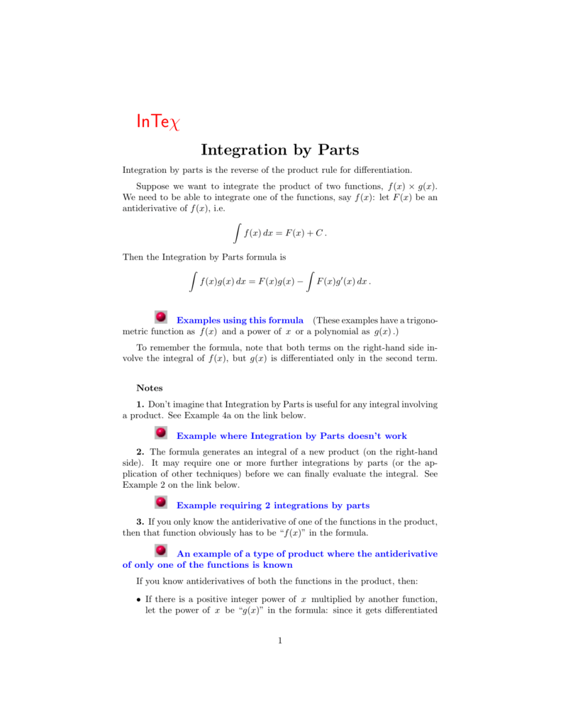 Integrate By Parts