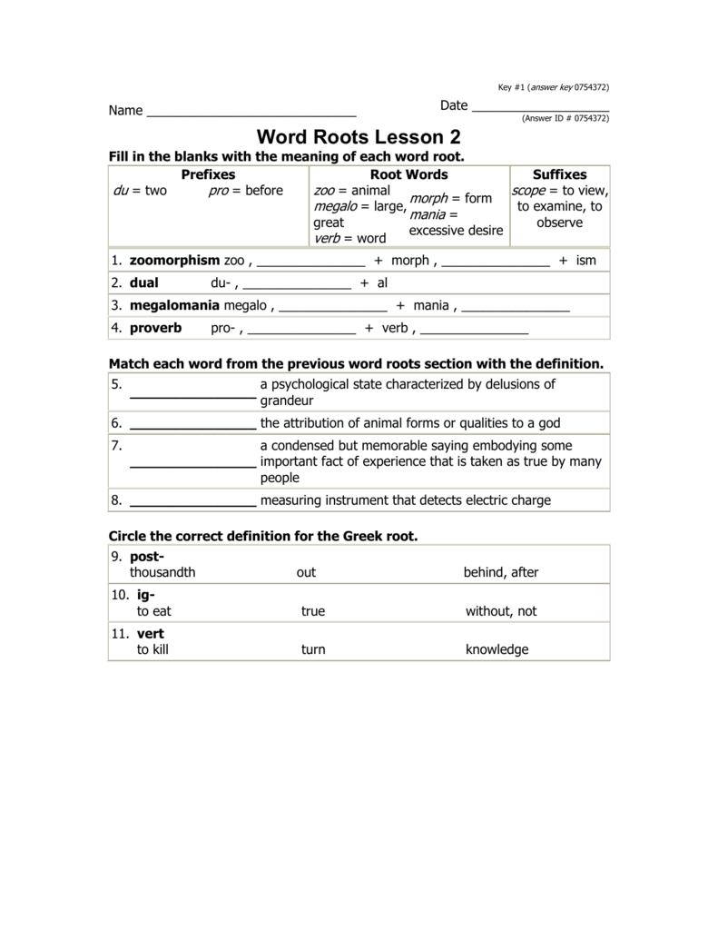 Word Roots Lesson 2