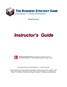 Instructor's Guide - Business Strategy Game
