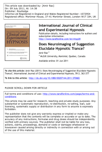 (2011). Does Neuroimaging of Suggestion Elucidate Hypnotic Trance?