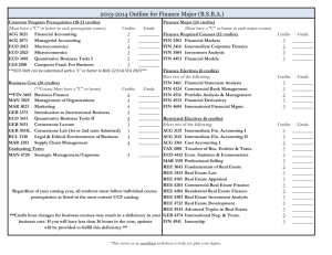 2013-2014 Outline for Finance Major (B.S.B.A.)