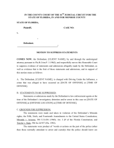 Motion to Suppress Statements (DUI)
