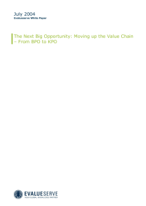 The Next Big Opportunity – Moving up the Value Chain – From BPO