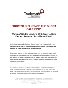 “HOW TO INFLUENCE THE SHORT SALE BPO”
