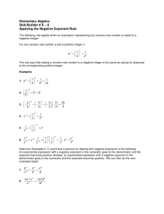 Elementary Algebra Skill-Builder # E – 6 Applying the Negative