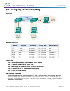 Lab - Configuring VLANs and Trunking