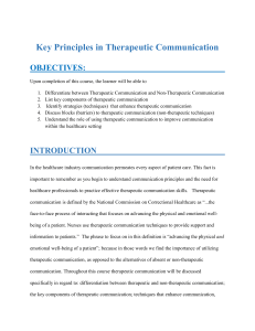 Key Principles in Therapeutic Communication