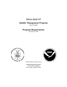 NOAA HACCP Quality Management Program Program Requirements