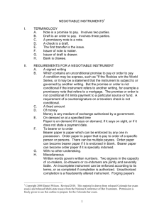 Negotiable Instruments  - Daniel Wilson's Bar Exam Review