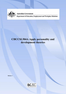 CHCCSL504A Apply personality and development