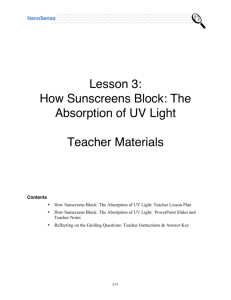 Lesson 3: How Sunscreens Block: The Absorption of UV Light