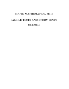 finite mathematics, m118 sample tests and study hints 2003-2004